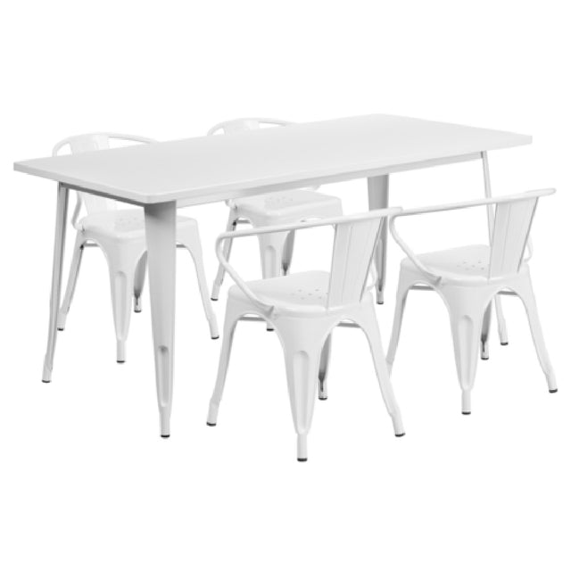 Flash Furniture ET-CT005-4-70-WH-GG Table And Chair Set Includes (1) 63"W X 31-1/2"D X 29-1/2"H Table