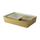 PacknWood KRAYB3COMP - VIP Set, Includes: (5) Rectangular Kraft Kray Boxes With PET Window Lid - 50oz 9 X 6 X 2in - 200 Pcs (210KARECB2215)