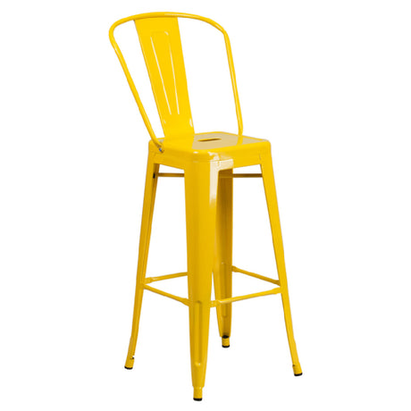 Flash Furniture CH-31320-30GB-YL-GG Bar Stool 500 Lb. Weight Capacity Curved Back With Vertical Slat