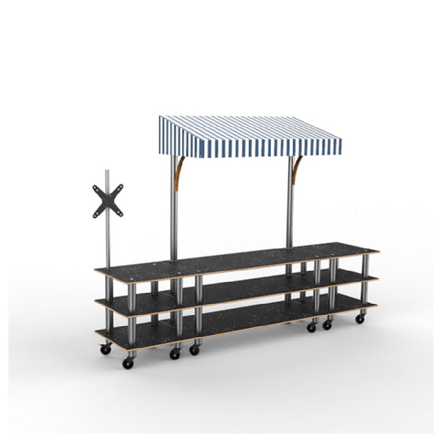 Steelite MGCMLA12MSWW Mogogo Modular Interactive Station Marble Black On Casters With White Blue Canopy (minimum = Case Quantity 1 Per Case)