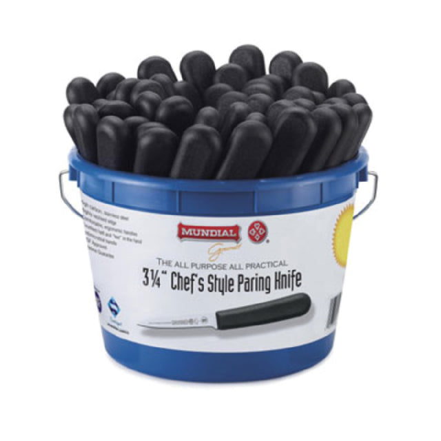 Mundial 5601BKT - Chef's Style Paring Knife, 3-1/4", Priced Per 48-piece Bucket