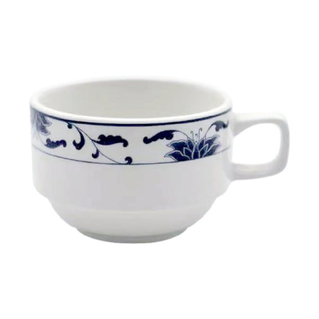 Cameo China 255-80C Blue Lotus Coffee Cup 8 Oz. (240 Ml) 3-1/2" X 4-1/2" X 2-1/4"H (8.8 Cm X 11.5 Cm X 5.7 Cm)