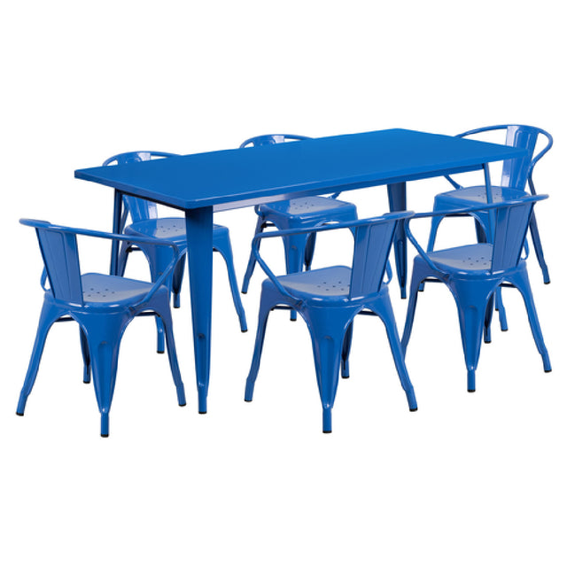 Flash Furniture ET-CT005-6-70-BL-GG Table And Chair Set Includes (1) 63"W X 31-1/2"D X 29-1/2"H Table