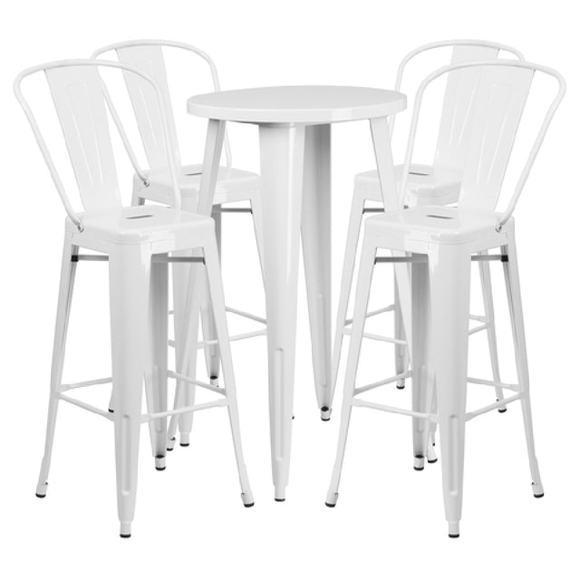 Flash Furniture CH-51080BH-4-30CAFE-WH-GG Table And Bar Stool Set Includes (1) 24" Dia. X 41"H Table