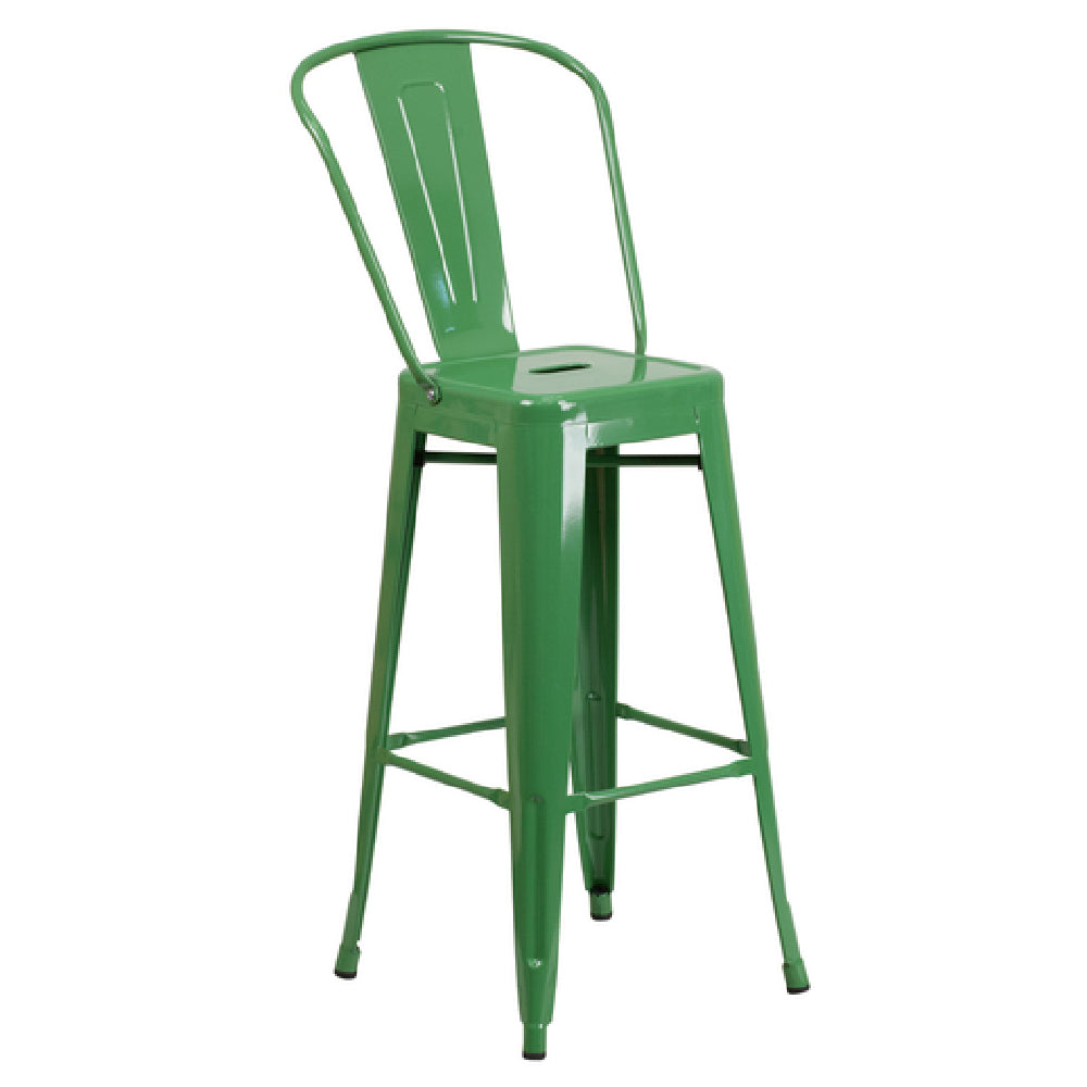 Flash Furniture CH-31320-30GB-GN-GG Bar Stool 500 Lb. Weight Capacity Curved Back With Vertical Slat