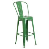 Flash Furniture CH-31320-30GB-GN-GG Bar Stool 500 Lb. Weight Capacity Curved Back With Vertical Slat