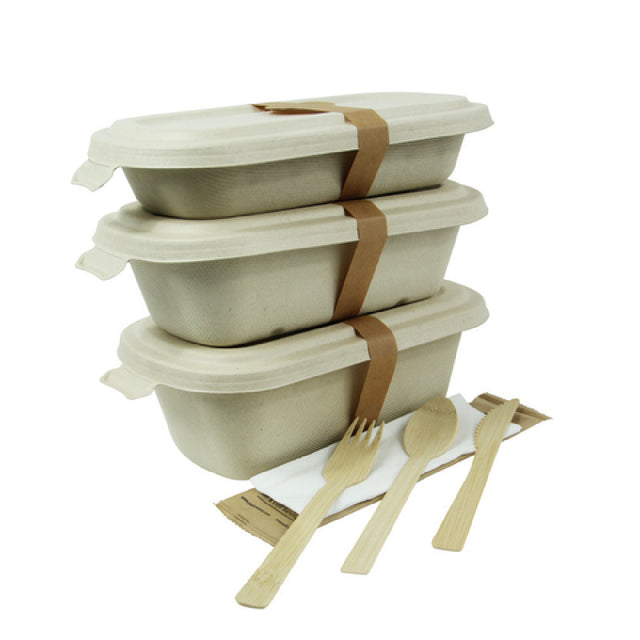 PacknWood APURECBRBJN - VIP Set, Includes: (2) Rectangular Brown Sugarcane Container - 25oz L:9in W:5.3in H:1.4in - 250 Pcs (210APUREC750BR)