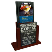 Menu Solutions WDMH-CHALK_WEATHERED-WALNUT Menu Holder 4" X 6" Removable Black Chalkboard