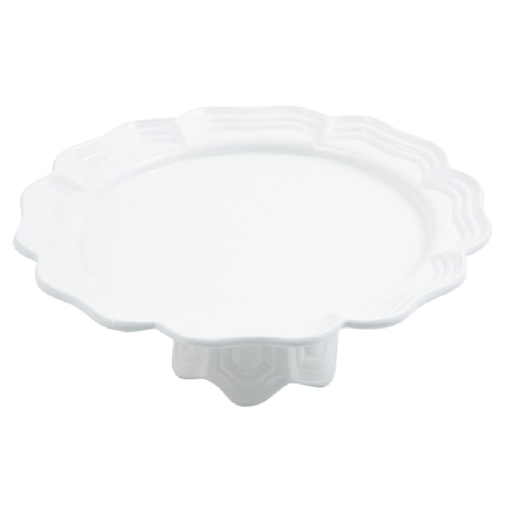 Bon Chef 20679058WHTM - Queen Anne Pedestal Platter, 13", Aluminum With Ceramic-look Coating