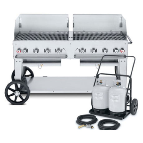 Crown Verity CV-MCC-60WGP Club Series Mobile Cart Grill With Tank Cart LP Gas