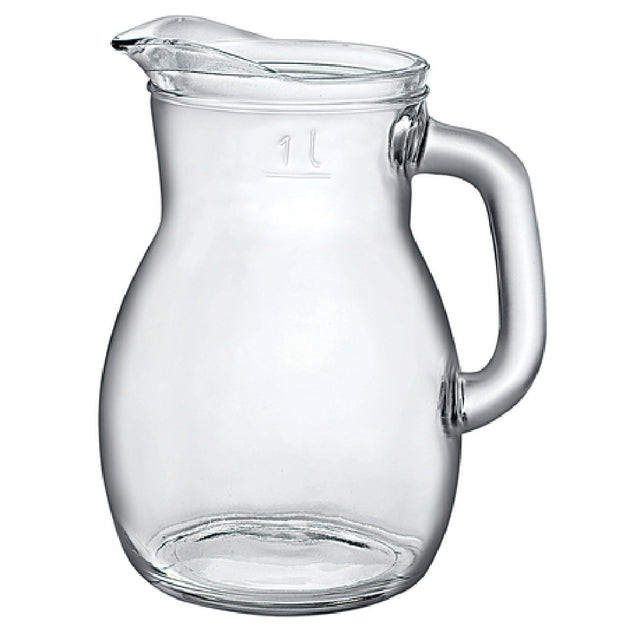 Steelite 4971Q599 Pitcher 1 1/4 QT. (with 34 Oz. Pour Line) (H 7-1/2" M 5-7/8" T 4-1/8" B 3-3/4") Bormioli Rocco