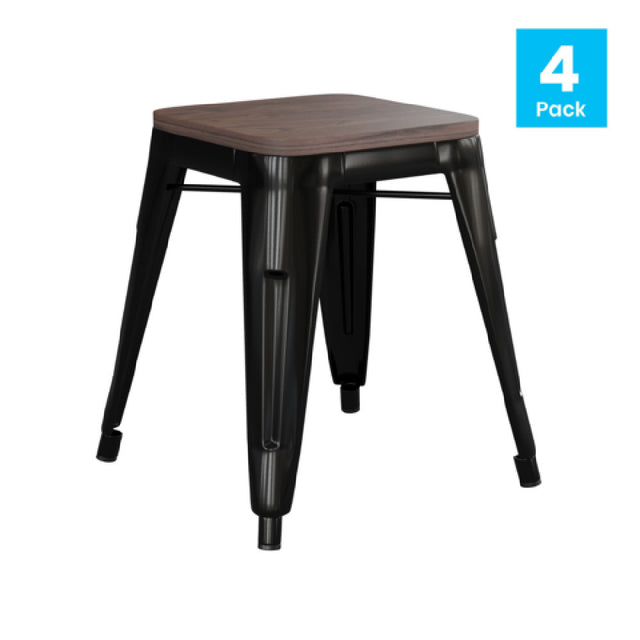 Flash Furniture ET-BT3503-18-BLK-WD-GG Kai Stool 18"H 250lb Weight Capacity