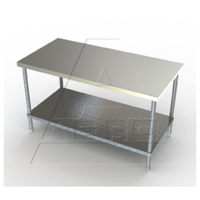 AERO Manufacturing 3TG-2472 Delux™ Work Table 72"W X 24"D X 35"H 16/304 Stainless Steel Top Reinforced With (2) Galvanized Steel Box Channels