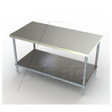 AERO Manufacturing 2TG-42120 Premium Work Table 120"W X 42"D X 35"H 14/304 Stainless Steel Top Reinforced With (4) Galvanized Steel Box Channels