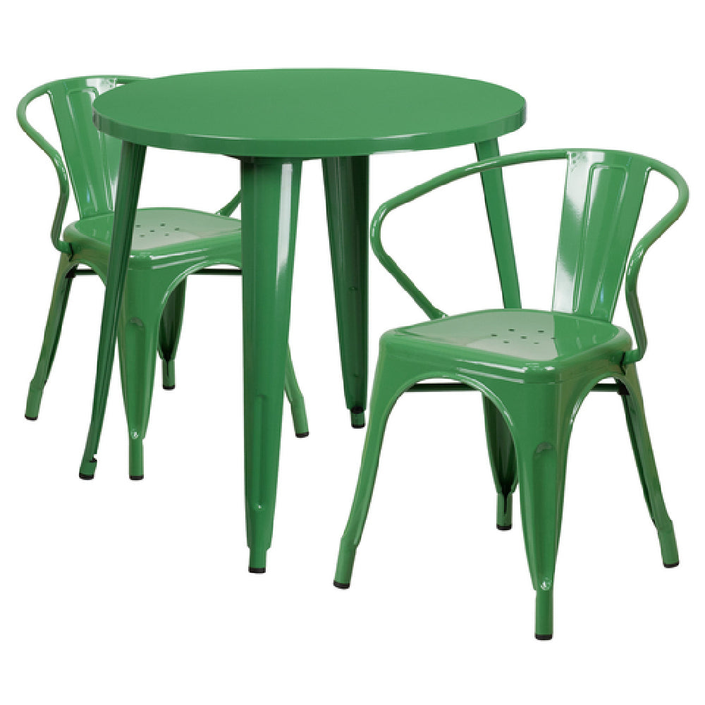 Flash Furniture CH-51090TH-2-18ARM-GN-GG Table And Chair Set Includes (1) 30" Dia. X 29-1/2"H Table