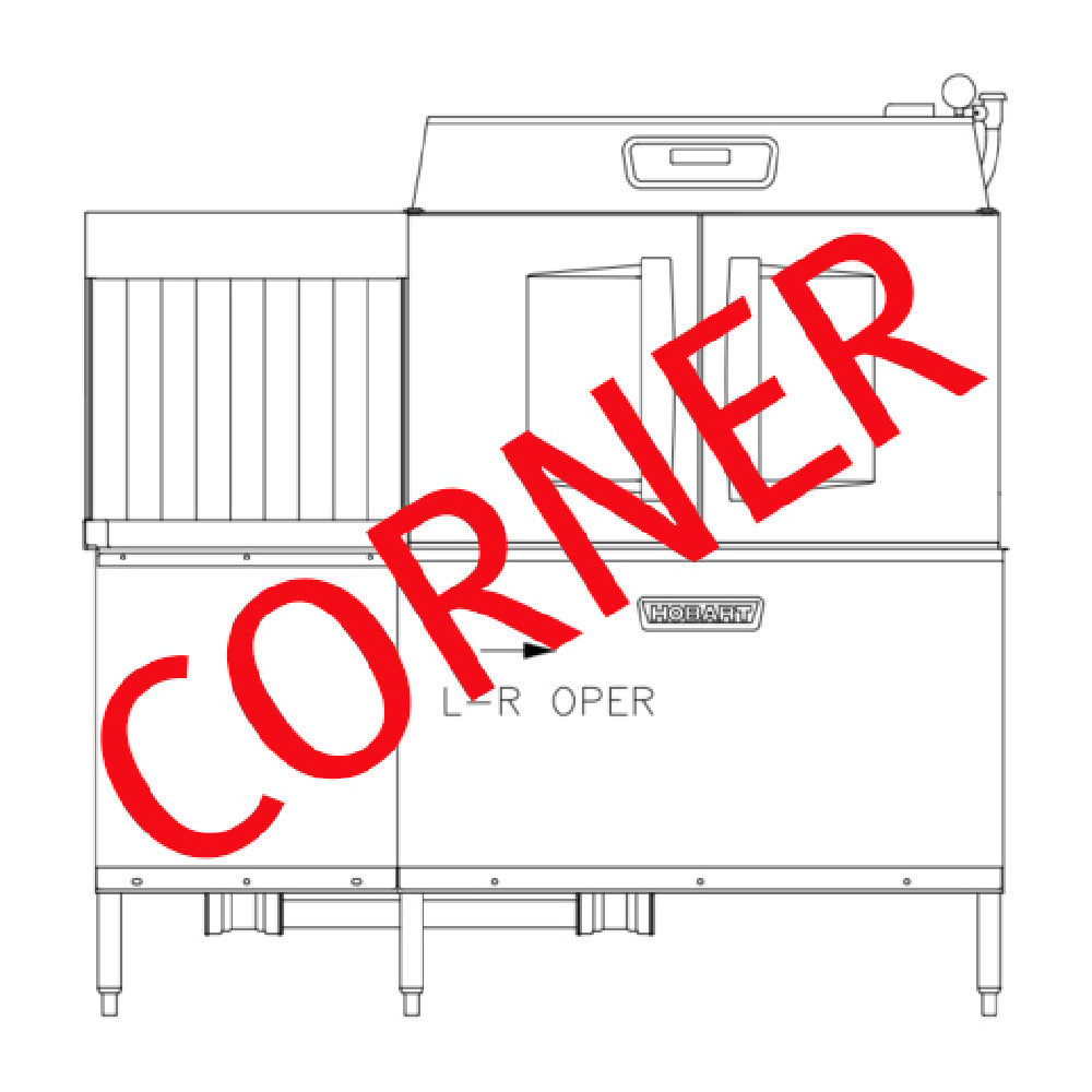 Hobart CLCS66EN-EGR+BUILDUP Conveyor Dishwasher Energy Recovery (DWER) Single Tank With A CORNER Scrapper