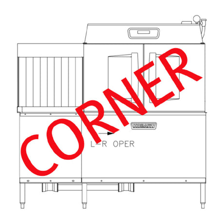 Hobart CLCS66EN-EGR+BUILDUP Conveyor Dishwasher Energy Recovery (DWER) Single Tank With A CORNER Scrapper