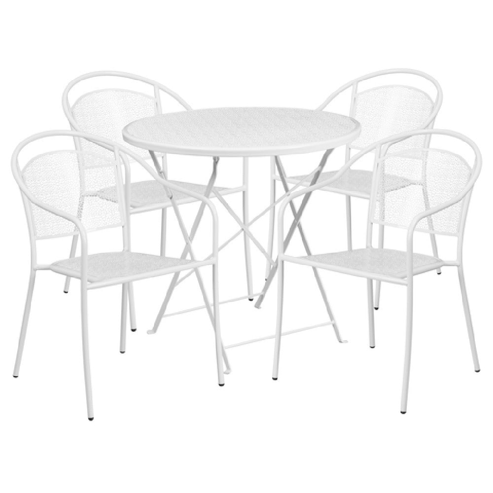 Flash Furniture CO-30RDF-03CHR4-WH-GG Patio Table Set Includes (1) Folding Table: 30" Dia. X 28"H