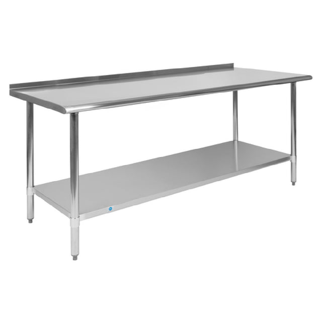 Flash Furniture NH-WT-3072BSP-GG Prep And Work Table 72"W X 30"D X 36"H 1.5" Backsplash And Undershelf