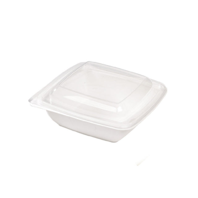 PacknWood 210APUSCB750F - Square Sugarcane Salad Bowl (No Added PFAs), 25oz, 7.7"L X 7.7"W X 1.9"H