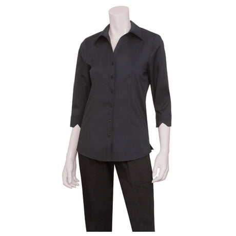 Chef Works WA34-BLK-S Women's Finesse Shirt Fitted Design 3/4 Sleeves