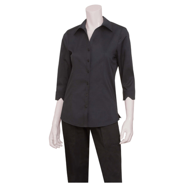 Chef Works WA34BLK2XL Women's Finesse Shirt Fitted Design 3/4 Sleeves