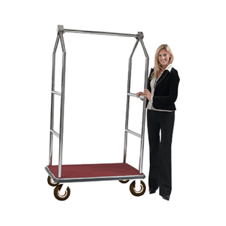 Aarco LC-2C-4P Luggage Cart 24"W X 42"L X 72"H 1-1/2" Dia. Tubular Chrome Frame