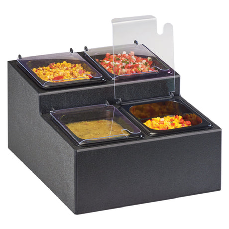 Cal Mil 3687-13 Salsa/Condiment Station 13-3/4"W X 16-1/4"D X 9"H (4) 1/6 Size Pans With Notched Lids