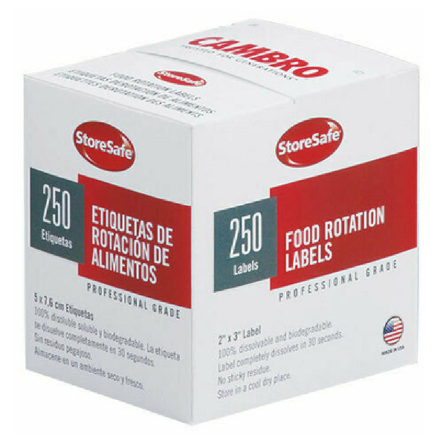 Cambro 23SLB250 StoreSafe® Food Rotation Label 2" X 3" Label & Adhesive Dissolves In Less Than 30 Seconds