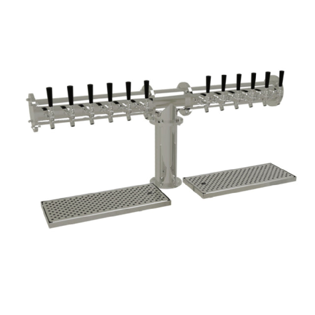 Glastender PT-12-MFR Pipe Tee Draft Dispensing Tower Countertop (12) Stainless Steel Faucets (handles Not Included)