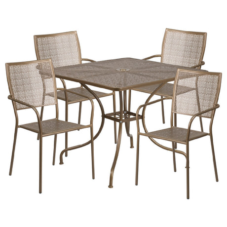 Flash Furniture CO-35SQ-02CHR4-GD-GG Patio Table Set Includes (1) Table: 35-1/2"W X 35-1/2"D X 28-3/4"H