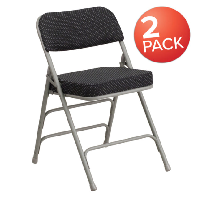 Flash Furniture 2-AW-MC320AF-BK-GG Hercules Series Folding Chair Black Pin Dot Fabric Back & Seat