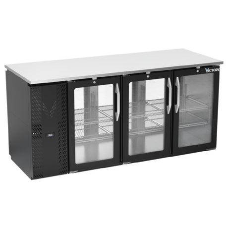 Victory VBBN72HC-FG-PT-B - Pass-Thru Back Bar Refrigerator, Food Rated, Three-section