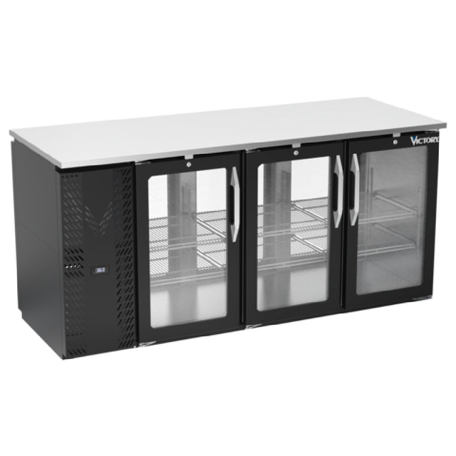 Victory VBBN72HC-FG-PT-B - Pass-Thru Back Bar Refrigerator, Food Rated, Three-section