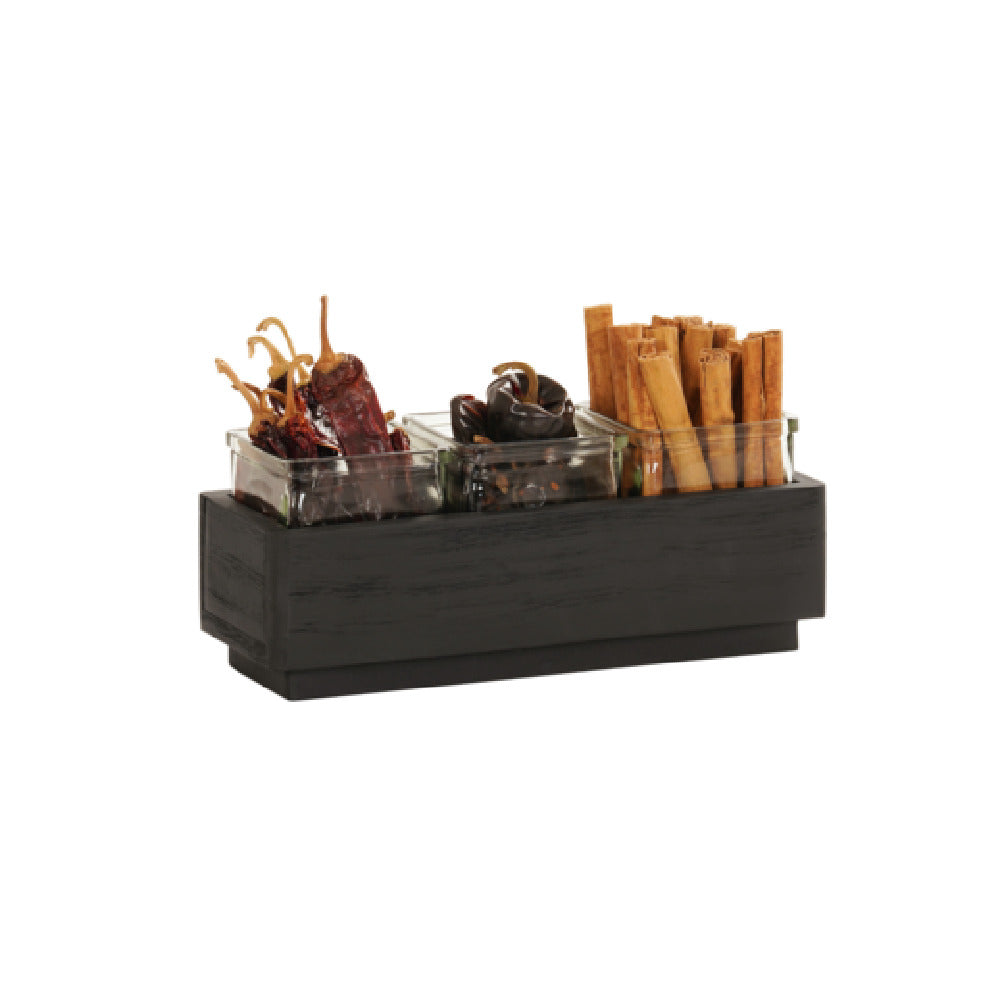 Cal Mil 23787-3-13 Brooklyn 3 Jar Holder 5"W X 12.75"D X 4.5"H Textured Wood Base