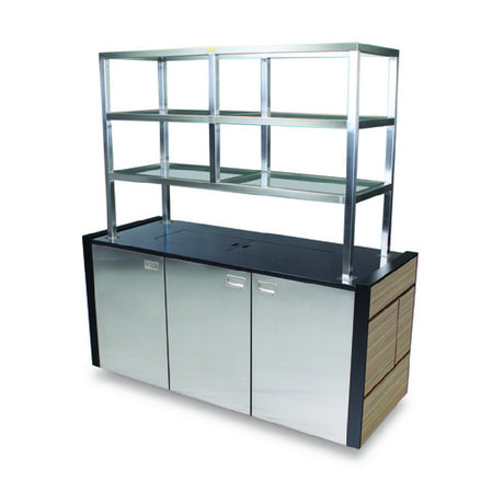 Forbes Industries 4858 Mobile Back Bar 30"Wx 72"L X 78"H Enclosed Cabinet Finished In HPL With Brushed Stainless Steel Doors