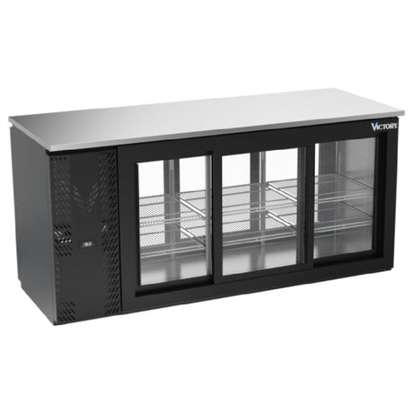 Victory VBBN72HC-F-GS-PT-B - Pass-Thru Back Bar Refrigerator, Food Rated, Three-section