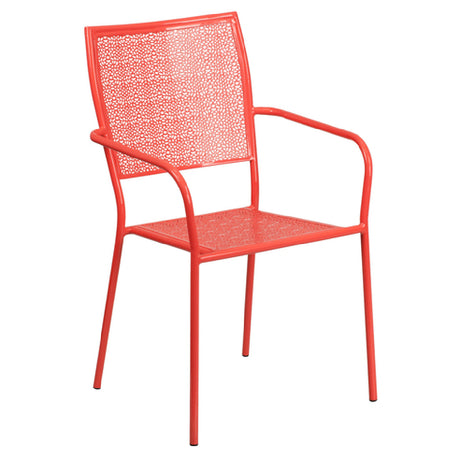 Flash Furniture CO-2-RED-GG Patio Stacking Armchair Square Back Flower Design Back And Seat