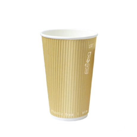 PacknWood 210GCRPLA12K - Kraft Rippled Wall Cup Without Plastic, 12oz, 3.5" D X 4.3" H