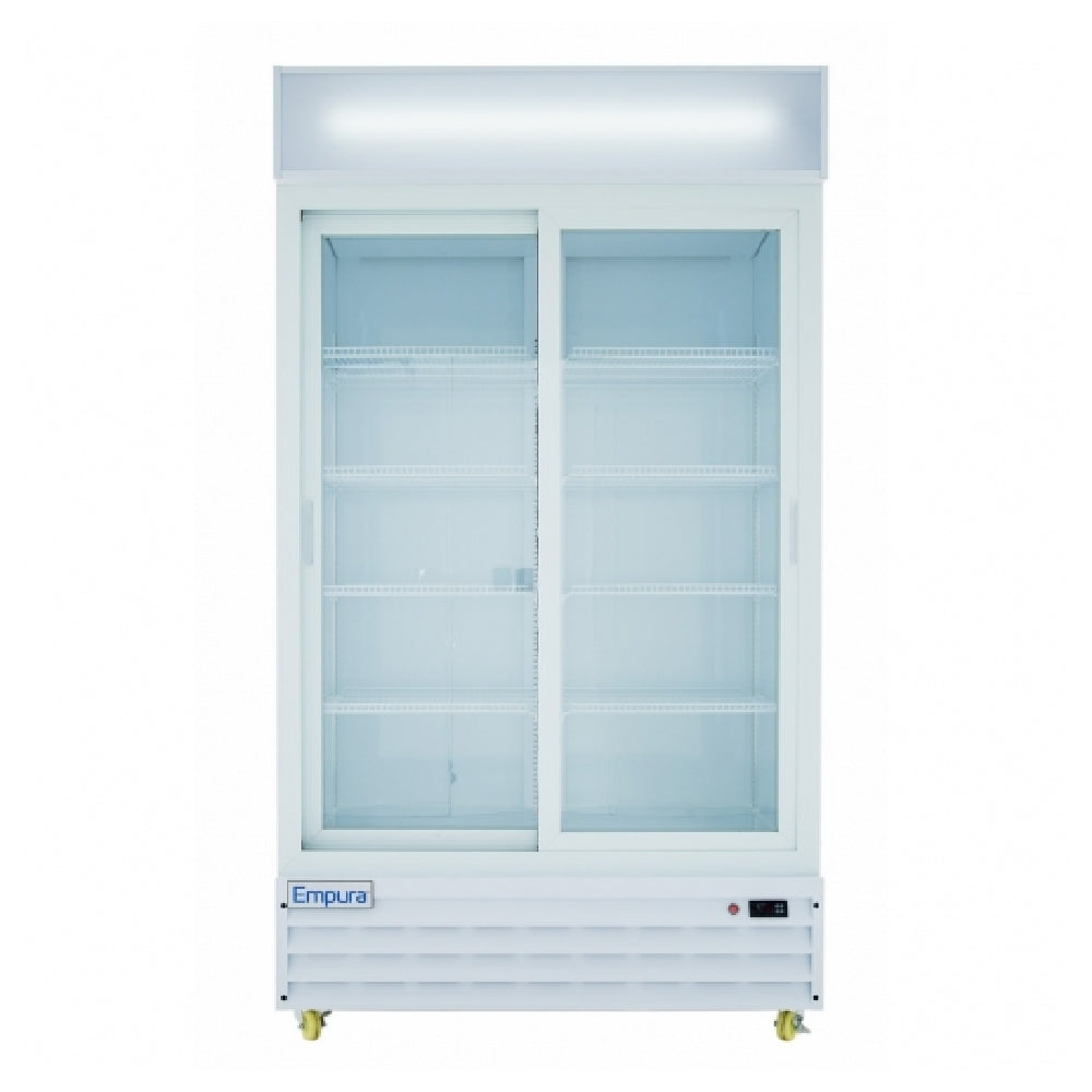 Empura Refrigeration ESM-36W White Sliding Glass Door Merchandiser Refrigerator With 2 Doors