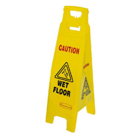 Rubbermaid FG611477YEL - Floor Sign, "Caution Wet Floor", 4-sided