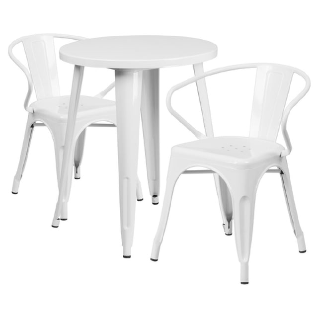 Flash Furniture CH-51080TH-2-18ARM-WH-GG Table And Chair Set Includes (1) 24" Dia. X 29"H Table