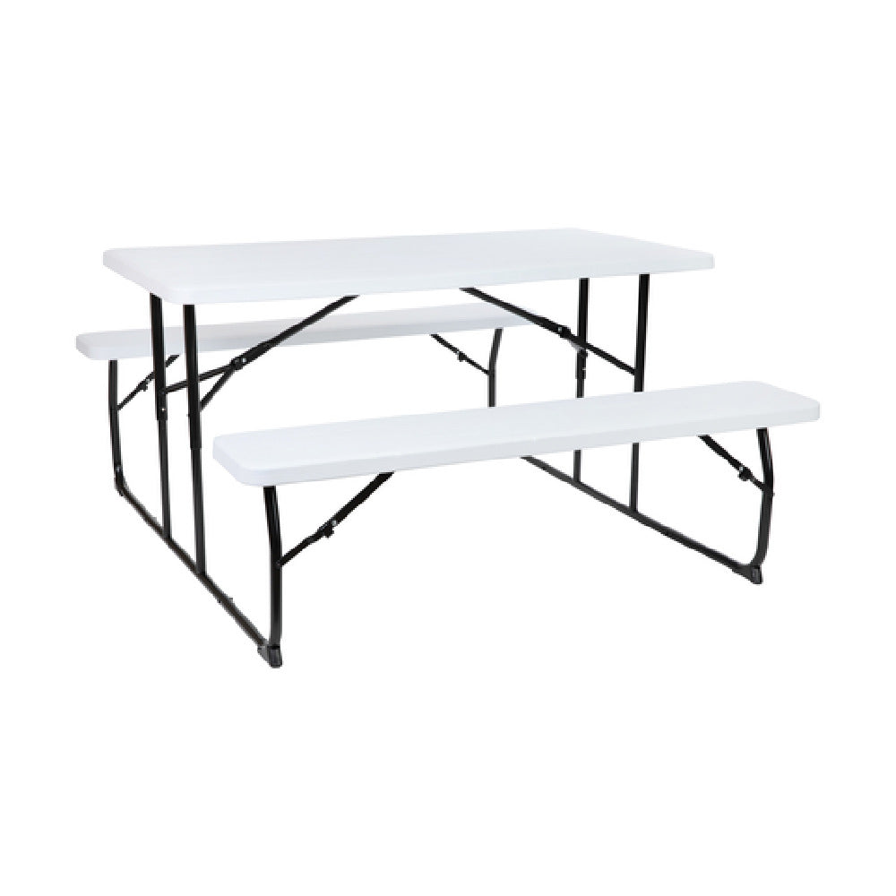 Flash Furniture RB-EBB-1470FD-WH-GG Insta-Fold Folding Picnic Table & Benches 53-3/4"W X 58-1/4"D X 28-1/4"H