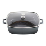 Steelite AP282812 Casserole Dish With SS Knob Glass Lid 5.25 Qt 14.125" X 11.625" X 5.5"