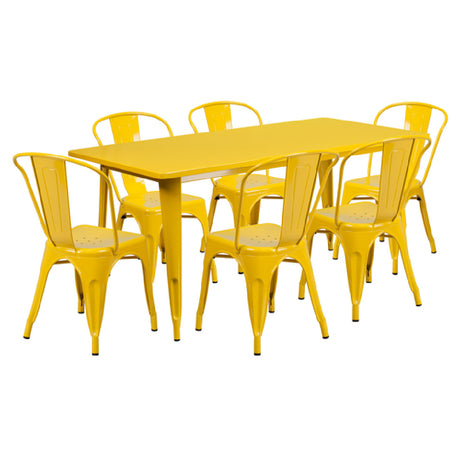 Flash Furniture ET-CT005-6-30-YL-GG Table And Chair Set Includes (1) 63"W X 31-1/2"D X 29-1/2"H Table