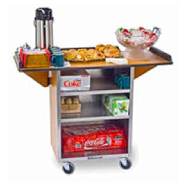 Lakeside 672 Beverage Service Cart Drop Leaves (3) 15-1/2" X 24" Interior Shelves