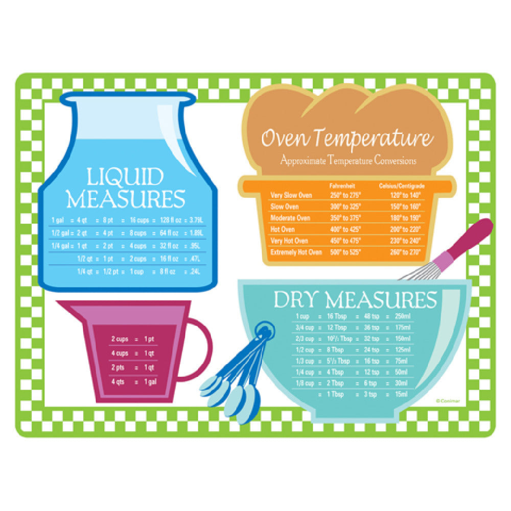 Harold Import Co. 561 Chop Chop Flexible Mats With Measures 17-1/4" X 11-1/2" X .02" Includes Printed Measurements (liquid Oven Temperatures Dry Measures)