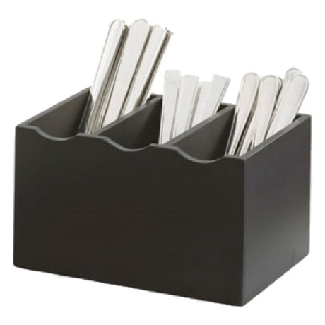 Cal Mil 1244-96 Midnight Bamboo Cutlery Holder 8-1/4"W X 5-1/2"D X 4-3/4"H (3) Compartment