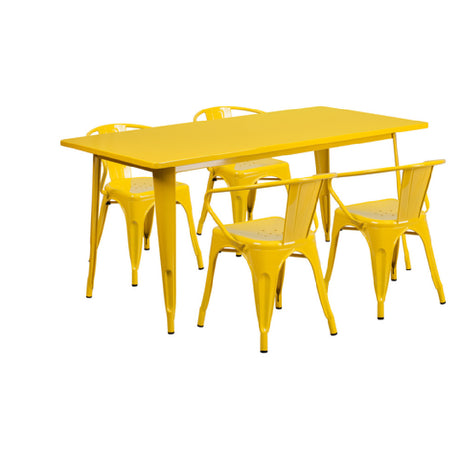 Flash Furniture ET-CT005-4-70-YL-GG Table And Chair Set Includes (1) 63"W X 31-1/2"D X 29-1/2"H Table