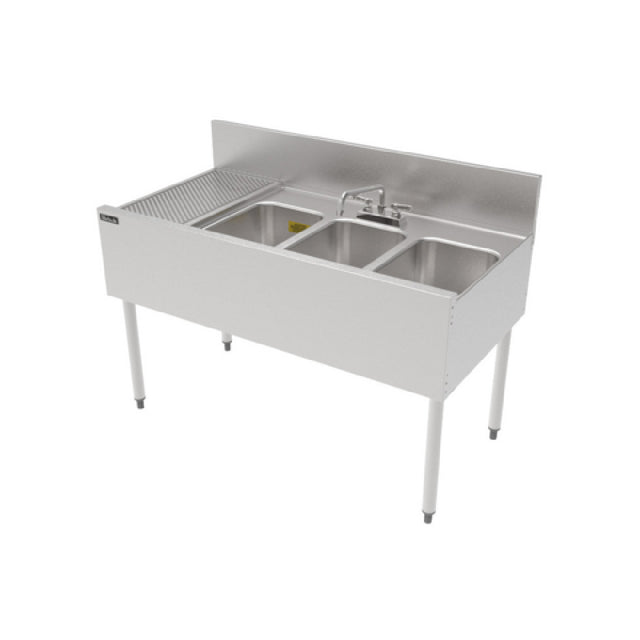 Perlick TSF48M3-DBL TSF Series Underbar Multi-tank Sink Unit Three 18 Gauge Stainless Steel Compartment